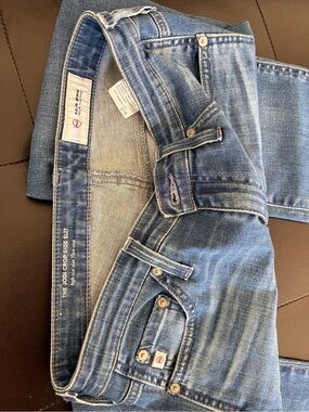 AG Adriano Goldschmied Women's Blue Denim Jeans the Jodi crop side slit